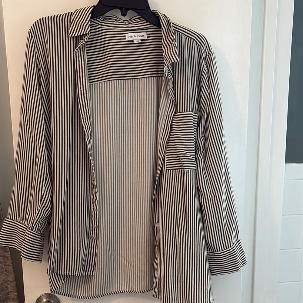 Ann & Joseph Black and White Striped Blouse